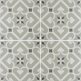 Odyssey Epoque White & Dark Grey on Grey, pattern repeat