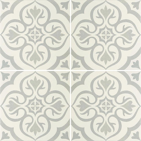 Odyssey Knightshayes Light Grey on Chalk Tile (pattern repeat)