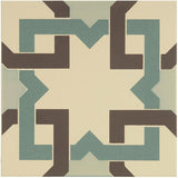 Odyssey Ottoman Light Jade, Dark Jade and Dark Grey on White Tile