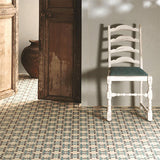 Odyssey Ottoman Light Jade, Dark Jade and Dark Grey on White Tiles