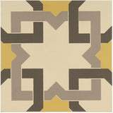 Odyssey Ottoman Summer Yellow, Light Grey and Dark Grey on White Tile