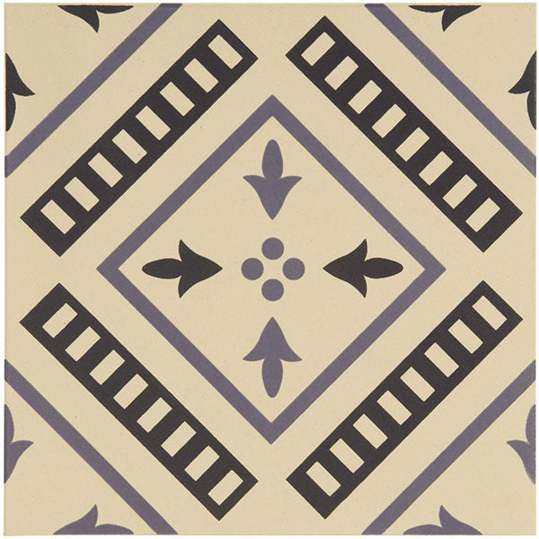 Odyssey Pompeii Indigo and Dark Blue on White Tile