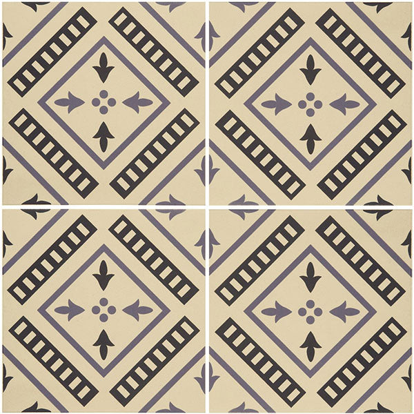 Odyssey Pompeii Indigo and Dark Blue on White Tiles, repeat pattern