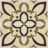 Odyssey Renaissance Dublin, Khaki and Dark Blue on White Tiles, pattern repeat