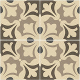 Odyssey Rococo Light Blue, Light Grey and Dark Grey on White Tiles, pattern repeat