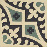 Odyssey Romanesque Dark Blue and Dark Jade on White Tile