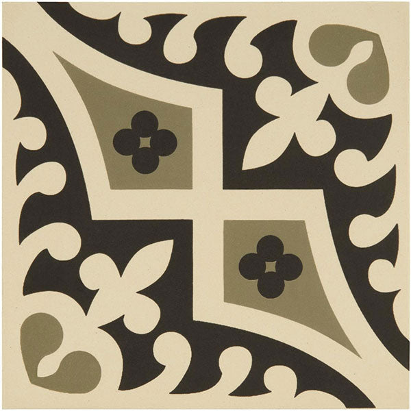Odyssey Romanesque Dublin and Black on White Tile