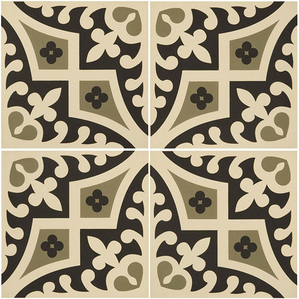 Odyssey Romanesque Dublin and Black on White Tiles, pattern repeat