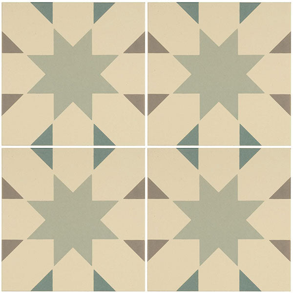Odyssey Seville Light Grey, Light Jade and Dark Jade on White Tiles, pattern repeat