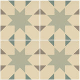 Odyssey Seville Light Grey, Light Jade and Dark Jade on White Tiles, pattern repeat