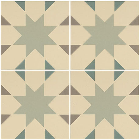 Odyssey Seville Light Grey, Light Jade and Dark Jade on White Tiles, pattern repeat