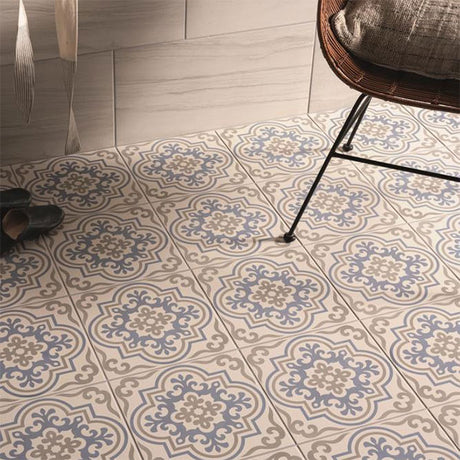 Odyssey Vogue Light Blue/Stone on Chalk Tiles