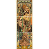 Original Style Alphonse Mucha Evening Reverie RH 3-tile Set