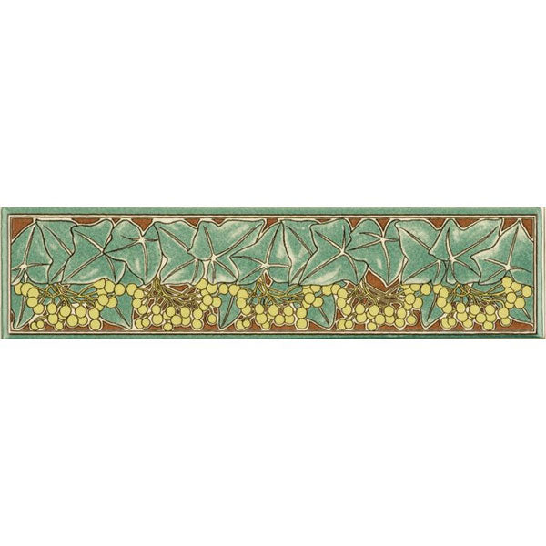 Original Style Alphonse Mucha Ivy Quarter Border Tile
