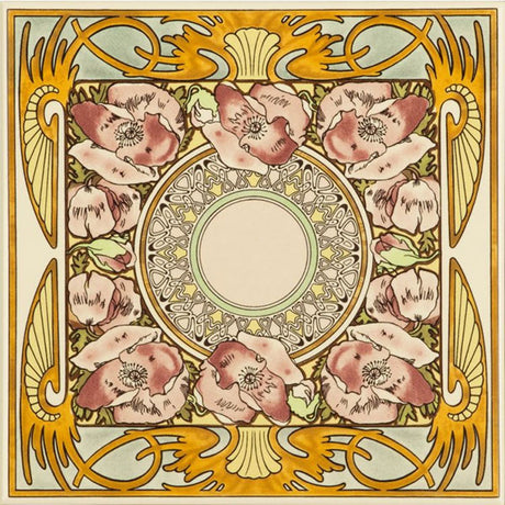 Original Style Alphonse Mucha Nocturnal Slumber Single Floral Tile