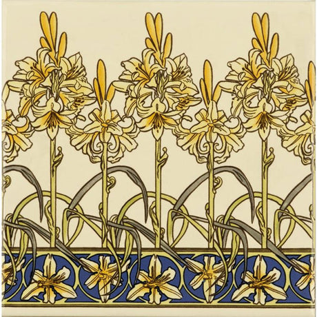 Original Style Alphonse Mucha Orchid Decor Border Tile