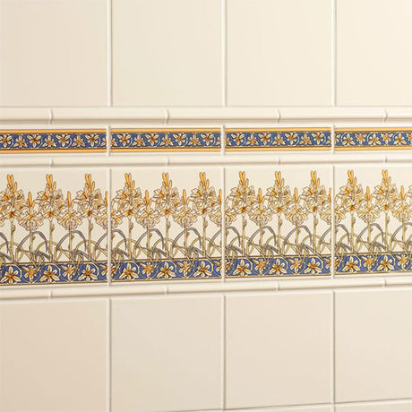 Original Style Alphonse Mucha Orchid Quarter Tile