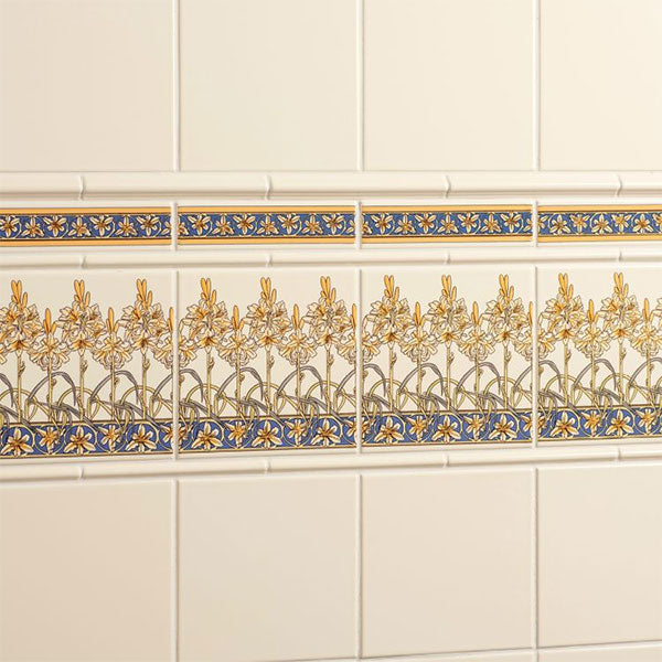 Original Style Alphonse Mucha Orchid Decor Border Tile