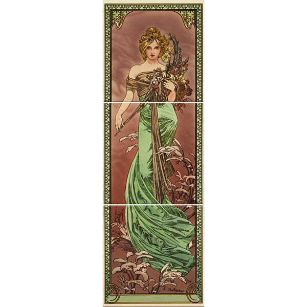 Original Style Alphonse Mucha Spring RH 3-tile Set