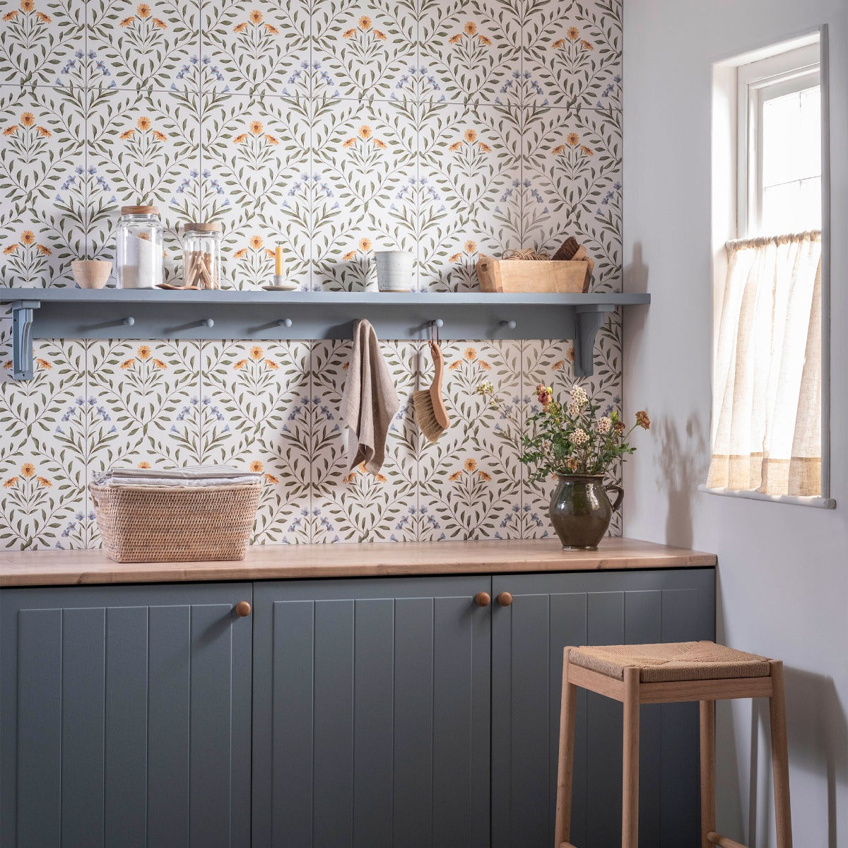 Original Style Arts & Crafts Flora Blue Tiles