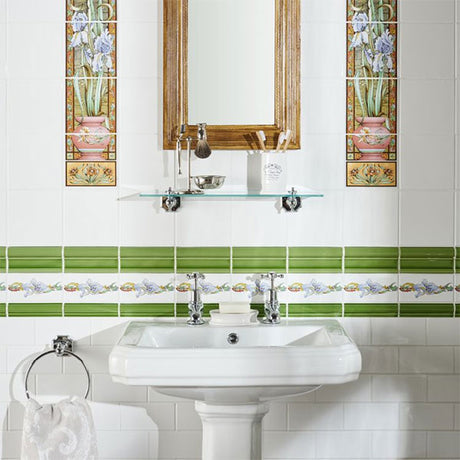 Original Style Blue Iris Half Border Tile