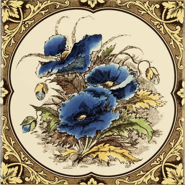 Original Style Blue Poppies Single Decor Tile