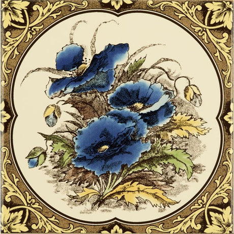 Original Style Blue Poppies Single Decor Tile