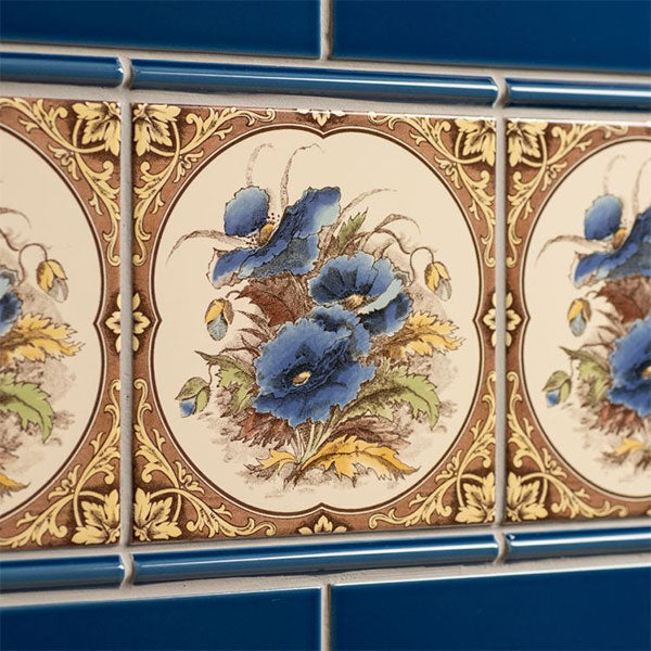 Original Style Blue Poppies Single Decor Tile