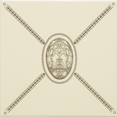 Original Style Cartouche With Egg Charcoal Grey on County White Tile