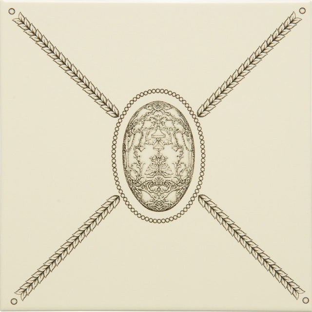 Original Style Cartouche With Egg Charcoal Grey on County White Tile
