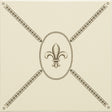Original Style Cartouche With Fleur De Lis Charcoal Grey on County White Tile