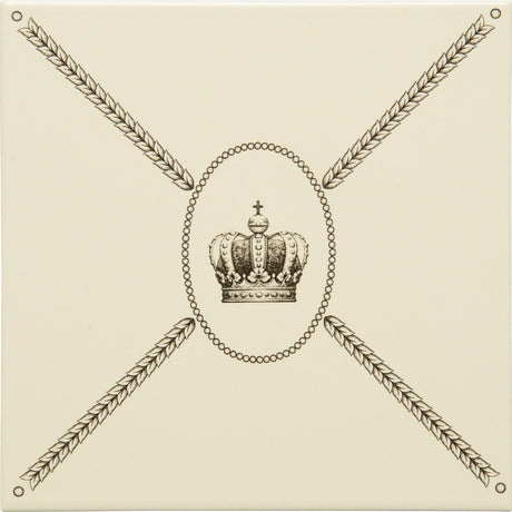 Original Style Cartouche With Sovereign Crown Charcoal Grey on County White Tile