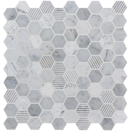Original Style Cirrus Small Stone Hexagon Mosaic 28 x 29cm
