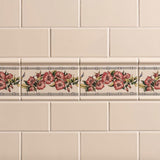 Original Style Corded Poppies Red Border Tile