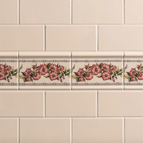 Original Style Corded Poppies Red Border Tile