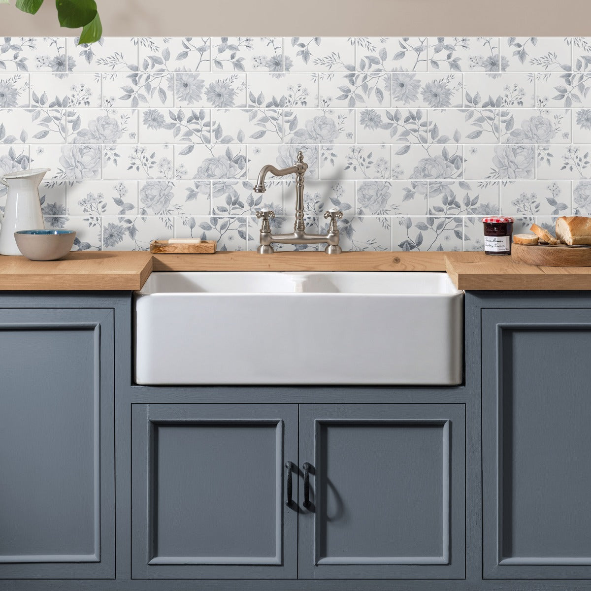 Original Style Cottage Garden Brickbond Blue Panels