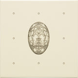 Original Style Dot Cartouche with Egg Charcoal Grey on County White Tile