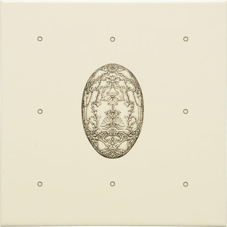 Original Style Dot Cartouche with Egg Charcoal Grey on County White Tile