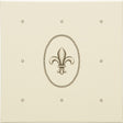 Original Style Dot Cartouche with Fleur De Lis Charcoal Grey on County White Tile