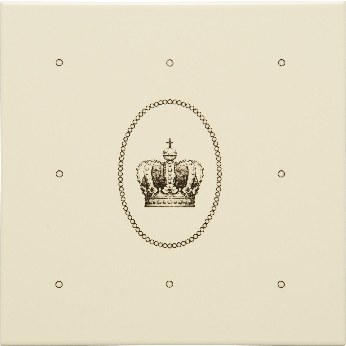 Original Style Dot Cartouche with Sovereign Crown Charcoal Grey on County White Tile