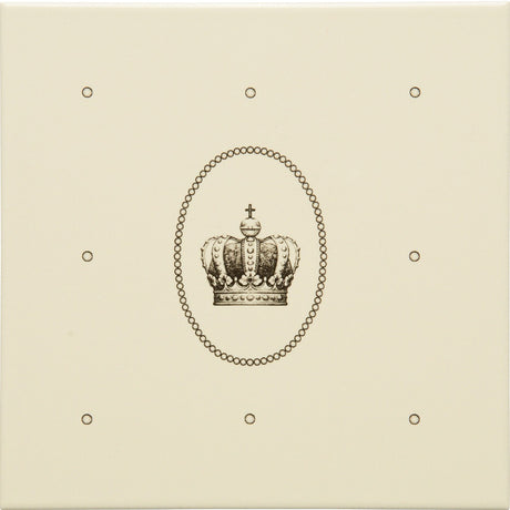Original Style Dot Cartouche with Sovereign Crown Charcoal Grey on County White Tile