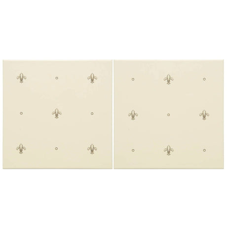 Original Style Fabergé Fleur de Lis Charcoal Grey on County White 2-tile Set