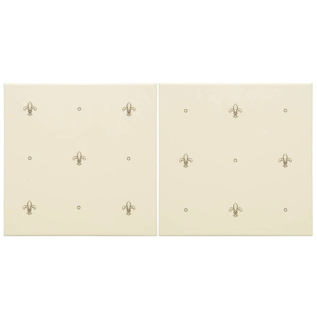 Original Style Fabergé Fleur de Lis Charcoal Grey on County White 2-tile Set