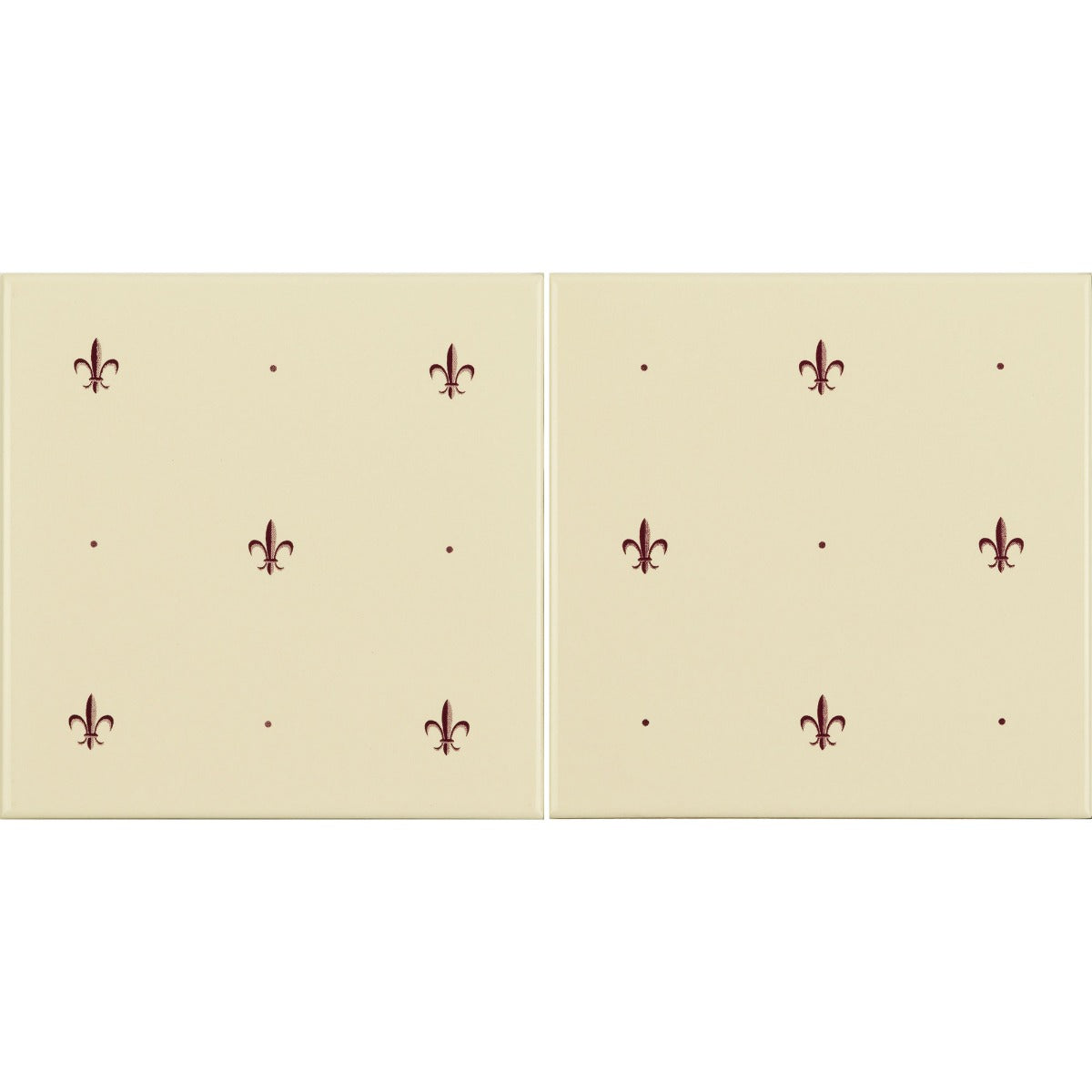 Original Style Fleur de Lis Burgundy on County White 2-tile Set