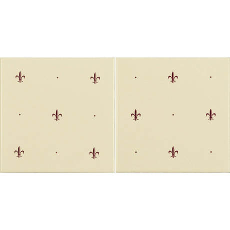 Original Style Fleur de Lis Burgundy on County White 2-tile Set