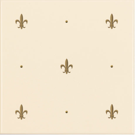Original Style Fleur de Lis Gold on County White (tile 1)