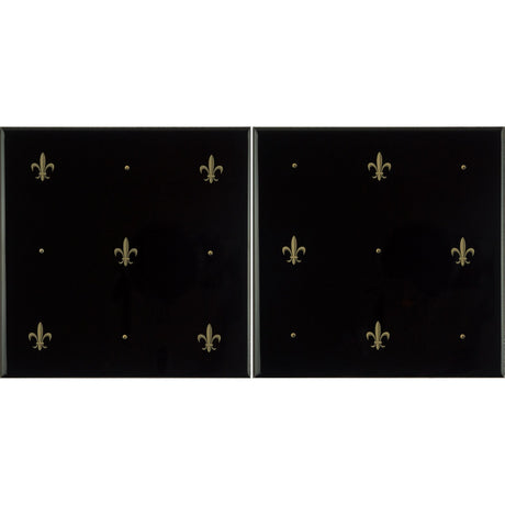 Original Style Fleur de Lis Gold on Jet Black 2-tile Set