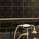 Original Style Fleur de Lis Gold on Jet Black tiles