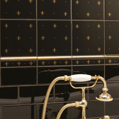Original Style Fleur de Lis Gold on Jet Black Borders
