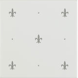 Original Style Fleur de Lis Platinum on Brilliant White (tile 1)